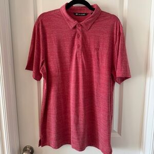 Travis Mathew Men's Red Polo Shirt Heathered Excellent Condition Size Large
